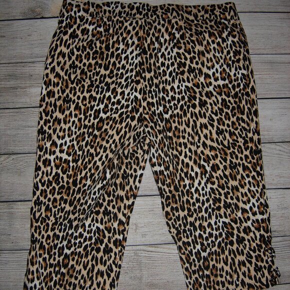 89th & Madison Animal Print Cropped Pull On Pants With Ankle Cut Outs XL - Picture 5 of 5